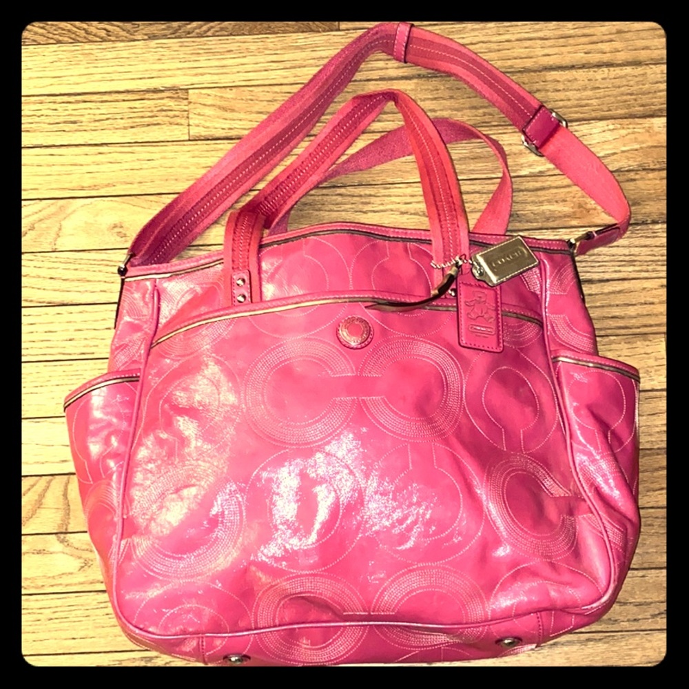 Coach Stitched Patent Tote Leather Diaper Baby Bag
